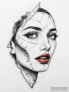 A close-up of a single tear rolling down a pe... - эскиз тату (№1754579686_0, 07.08.2025 15:14) — Tatufoto.com