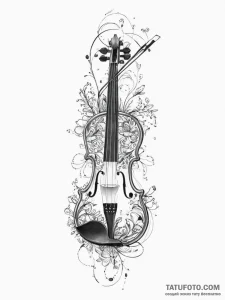 Tattoo sketch a violin whose strings turn int... - эскиз тату (№1754579882_0, 07.08.2025 15:18) — Tatufoto.com