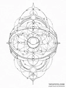 Tattoo design a simple planet outline with ti... - эскиз тату (№1754580483_0, 07.08.2025 15:28) — Tatufoto.com