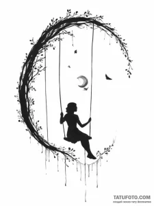 Tattoo design a silhouette of a girl on a swi... - эскиз тату (№1754580875_0, 07.08.2025 15:34) — Tatufoto.com