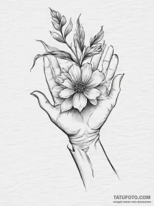 Tattoo sketch: a close-up of marzanna's hand,... - эскиз тату (№1754582670_0, 07.08.2025 16:04) — Tatufoto.com