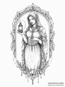 Tattoo design a virgo maiden with the "hermit... - эскиз тату (№1754583675_0, 07.08.2025 16:21) — Tatufoto.com