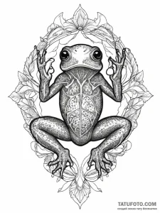 A glass frog with visible organs, concept art... - эскиз тату (№1754584076_0, 07.08.2025 16:27) — Tatufoto.com