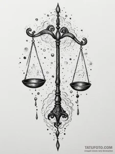 Tattoo sketch libra's scales balanced by gent... - эскиз тату (№1754584689_0, 07.08.2025 16:38) — Tatufoto.com
