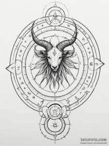 Tattoo sketch a zodiac symbol hidden within a... - эскиз тату (№1754587082_0, 07.08.2025 17:18) — Tatufoto.com