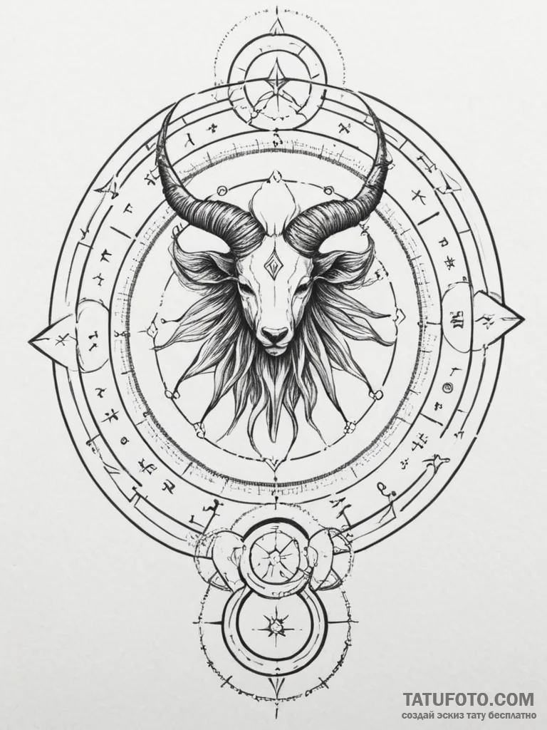 Tattoo sketch a zodiac symbol hidden within a… — эскиз тату (№1754587082_0, 07.08.2025 17:18) — Tatufoto.com