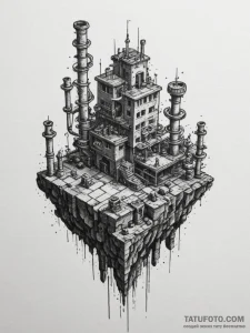Tattoo design a classic platformer level layo... - эскиз тату (№1754587287_0, 07.08.2025 17:21) — Tatufoto.com