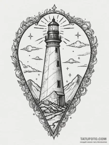 Tattoo design a lighthouse whose light beam f... - эскиз тату (№1754587492_0, 07.08.2025 17:24) — Tatufoto.com