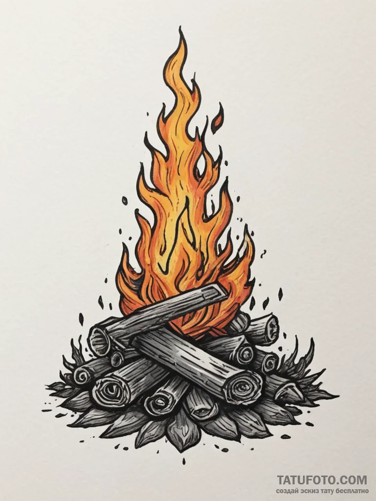 A «bonfire» from dark souls, tattoo flash she… — эскиз тату (№1754587697_0, 07.08.2025 17:28) — Tatufoto.com