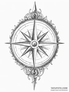 Tattoo sketch a weathered compass, pointing t... - эскиз тату (№1754590506_0, 07.08.2025 18:15) — Tatufoto.com