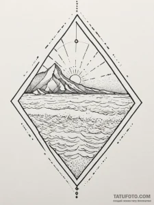 Ocean, artistic tattoo sketch, black outline... - эскиз тату (№1754594702_0, 07.08.2025 19:25) — Tatufoto.com