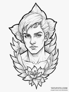 Narcissus, tattoo line art, old school tradit... - эскиз тату (№1754595892_0, 07.08.2025 19:44) — Tatufoto.com