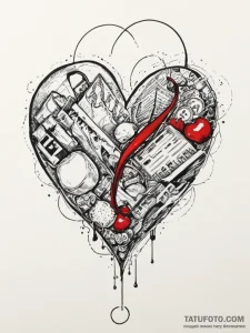 Tattoo sketch a minimalist heartbeat line., t... - эскиз тату (№1754596286_0, 07.08.2025 19:51) — Tatufoto.com