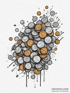 Tattoo sketch a pixelated "coin block" with c... - эскиз тату (№1754604482_0, 07.08.2025 22:08) — Tatufoto.com