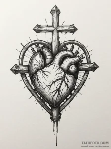 Tattoo design a stylized heart protected by a... - эскиз тату (№1754604879_0, 07.08.2025 22:14) — Tatufoto.com