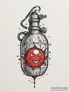 Tattoo design a small, stylized grenade with... - эскиз тату (№1754605077_0, 07.08.2025 22:17) — Tatufoto.com
