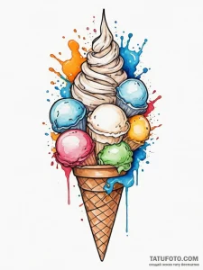 Ice cream, tattoo flash sheet design, clean l... - эскиз тату (№1754605277_0, 07.08.2025 22:21) — Tatufoto.com
