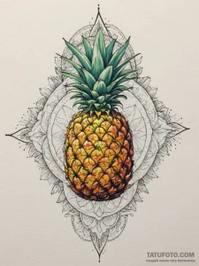 Pineapple, tattoo line art, vibrant colors, f... - эскиз тату (№1754605474_0, 07.08.2025 22:24) — Tatufoto.com