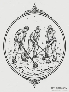 A shot of a curling team sweeping the ice., a... - эскиз тату (№1754606271_0, 07.08.2025 22:37) — Tatufoto.com