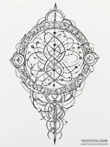 Tattoo design a zodiac glyph composed of micr... - эскиз тату (№1754606677_0, 07.08.2025 22:44) — Tatufoto.com