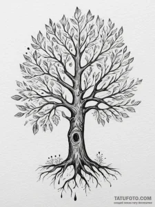 Tattoo design a 'family tree' where some leav... - эскиз тату (№1754606878_0, 07.08.2025 22:47) — Tatufoto.com