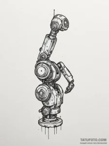 Robotic arm, tattoo line art, on a clean whit... - эскиз тату (№1754607273_0, 07.08.2025 22:54) — Tatufoto.com