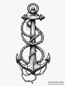 A ship's anchor entwined with rope, tattoo li... - эскиз тату (№1754609073_0, 07.08.2025 23:24) — Tatufoto.com