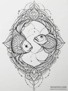 Tattoo design a pair of pisces fish, swimming... - эскиз тату (№1754610264_0, 07.08.2025 23:44) — Tatufoto.com