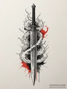 Tattoo sketch a pixelated sword and shield wi... - эскиз тату (№1754611254_0, 08.08.2025 00:00) — Tatufoto.com