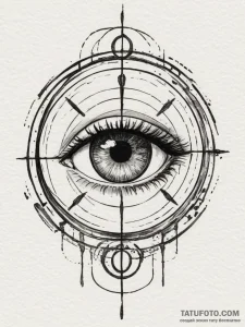 Tattoo sketch a focused eye with a target ret... - эскиз тату (№1754615068_0, 08.08.2025 01:04) — Tatufoto.com