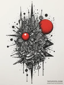 Engraving, artistic tattoo sketch, vibrant co... - эскиз тату (№1754616471_0, 08.08.2025 01:27) — Tatufoto.com