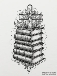 Tattoo sketch a bookshelf filled with cherish... - эскиз тату (№1754616687_0, 08.08.2025 01:31) — Tatufoto.com