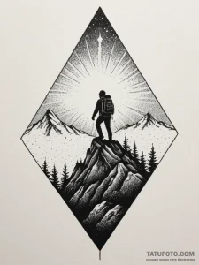 Tattoo sketch a mountain climber reaching a s... - эскиз тату (№1754617491_0, 08.08.2025 01:44) — Tatufoto.com