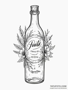 Tattoo design a stylized message in a bottle... - эскиз тату (№1754618691_0, 08.08.2025 02:04) — Tatufoto.com