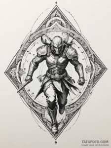Tattoo design a dynamic image of a soldier or... - эскиз тату (№1754620098_0, 08.08.2025 02:28) — Tatufoto.com