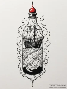 A ship in a bottle (is there, but can be a st... - эскиз тату (№1754620302_0, 08.08.2025 02:31) — Tatufoto.com