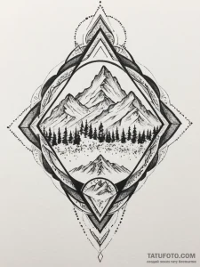 Tattoo sketch a snowy mountain peak with a hi... - эскиз тату (№1754621114_0, 08.08.2025 02:45) — Tatufoto.com