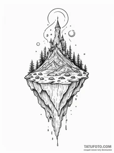 Tattoo design a floating island from a fantas... - эскиз тату (№1754621313_0, 08.08.2025 02:48) — Tatufoto.com