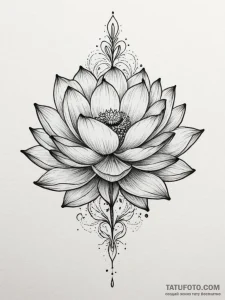 Tattoo sketch a lotus flower with two buds gr... - эскиз тату (№1754622933_0, 08.08.2025 03:15) — Tatufoto.com