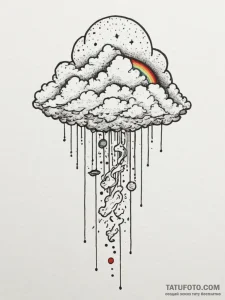 Tattoo sketch a tiny, abstract cloud with a r... - эскиз тату (№1754623132_0, 08.08.2025 03:18) — Tatufoto.com
