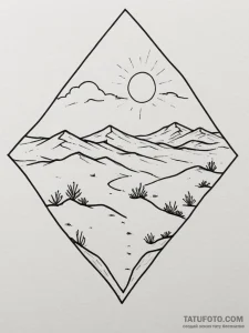A desert landscape at sunset, the sand dunes... - эскиз тату (№1754623953_0, 08.08.2025 03:32) — Tatufoto.com