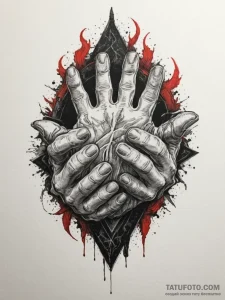Tattoo sketch: a close-up of svarog's hands,... - эскиз тату (№1754624973_0, 08.08.2025 03:49) — Tatufoto.com