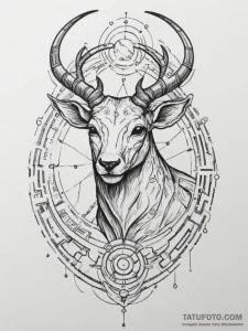 Tattoo design a zodiac animal made of interco... - эскиз тату (№1754626378_0, 08.08.2025 04:12) — Tatufoto.com