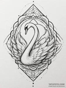 Swan, tattoo sketch design, geometric tattoo... - эскиз тату (№1754627359_0, 08.08.2025 04:29) — Tatufoto.com