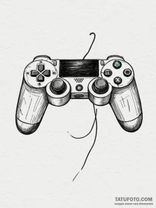 Tattoo sketch a controller's analog stick wit... - эскиз тату (№1754629716_0, 08.08.2025 05:08) — Tatufoto.com