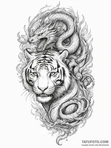 Tiger and dragon - эскиз тату (№1754631299_0, 08.08.2025 05:34) — Tatufoto.com