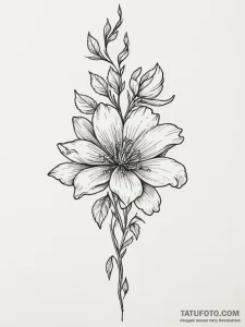 Tattoo design a flower where the stem is a pi... - эскиз тату (№1754633287_0, 08.08.2025 06:08) — Tatufoto.com