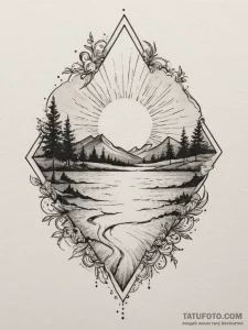 Tattoo design an abstract landscape with a se... - эскиз тату (№1754634478_0, 08.08.2025 06:27) — Tatufoto.com