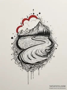 Tattoo design a single, perfect ripple expand... - эскиз тату (№1754635468_0, 08.08.2025 06:44) — Tatufoto.com