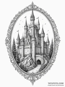 Tattoo sketch a medieval castle wall, strong... - эскиз тату (№1754636460_0, 08.08.2025 07:01) — Tatufoto.com